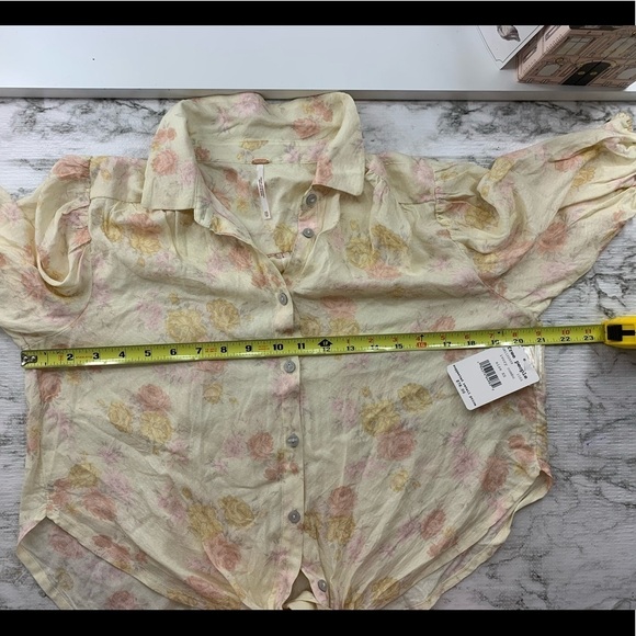 Free People Celia Printed Blouse In Ivory - Picture 10 of 10